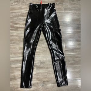 Spanx Faux Patent Leather Leggings - Black - Size Medium